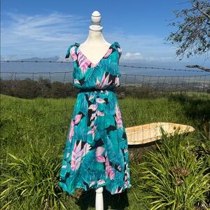 Vintage Hilo Hattie Hawaii Tropical Summer Vacation dress Twee Medium